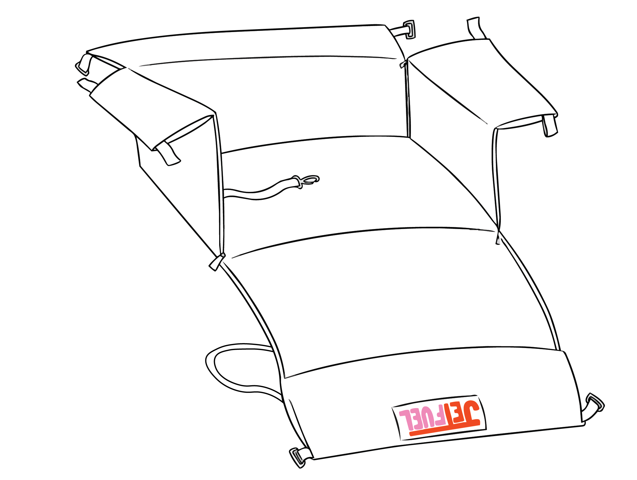 Crate Liner opened, showing safety straps, padded interior and logo patch